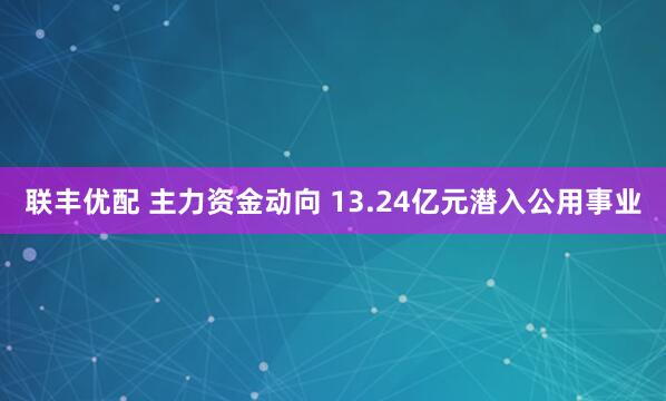 联丰优配 主力资金动向 13.24亿元潜入公用事业